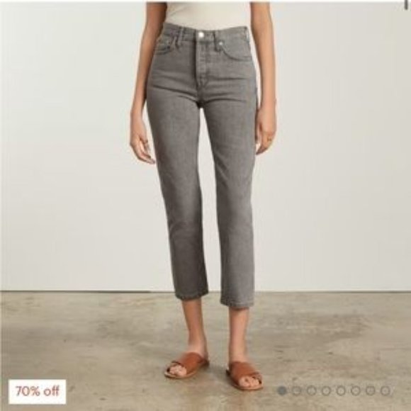 Everlane The 90’s Cheeky Straight Leg Cropped High Rise Jean in Acid Gray - Picture 1 of 5